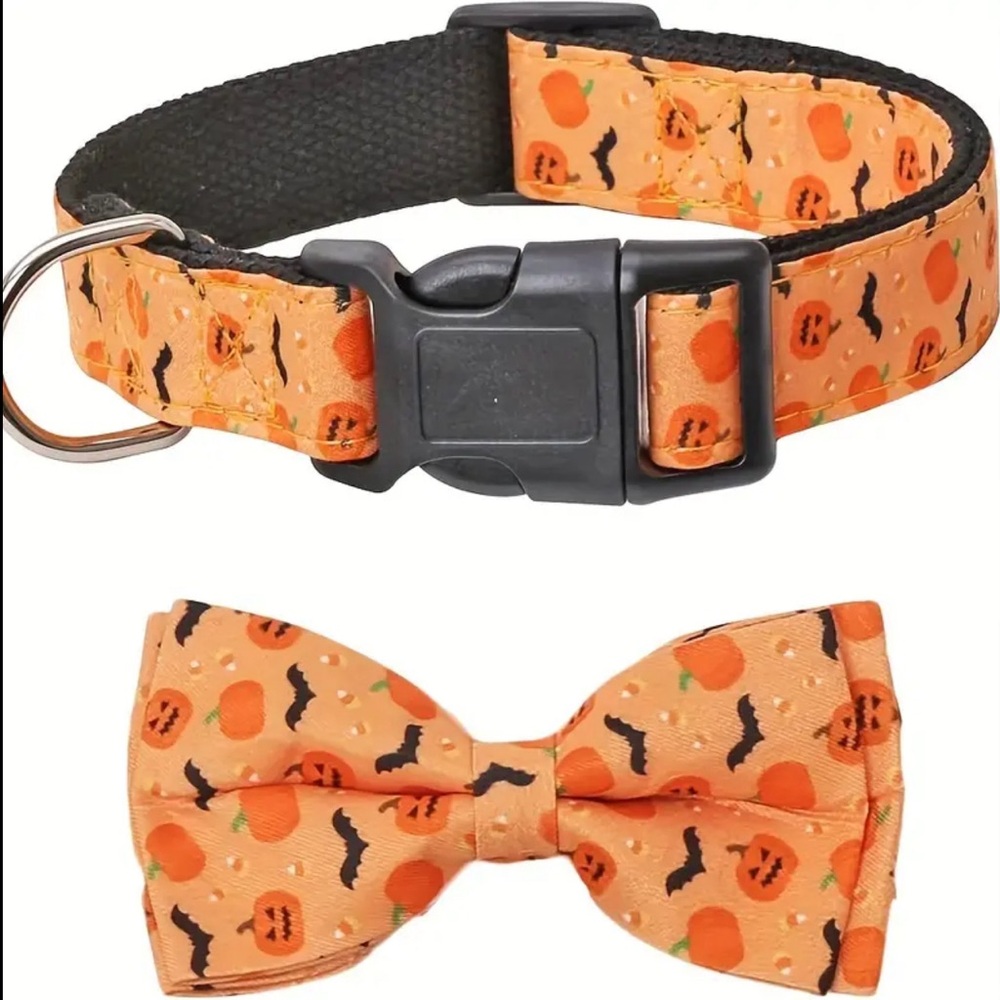 New Halloween Fall Adjustable Dog Collars With Detachable Bow